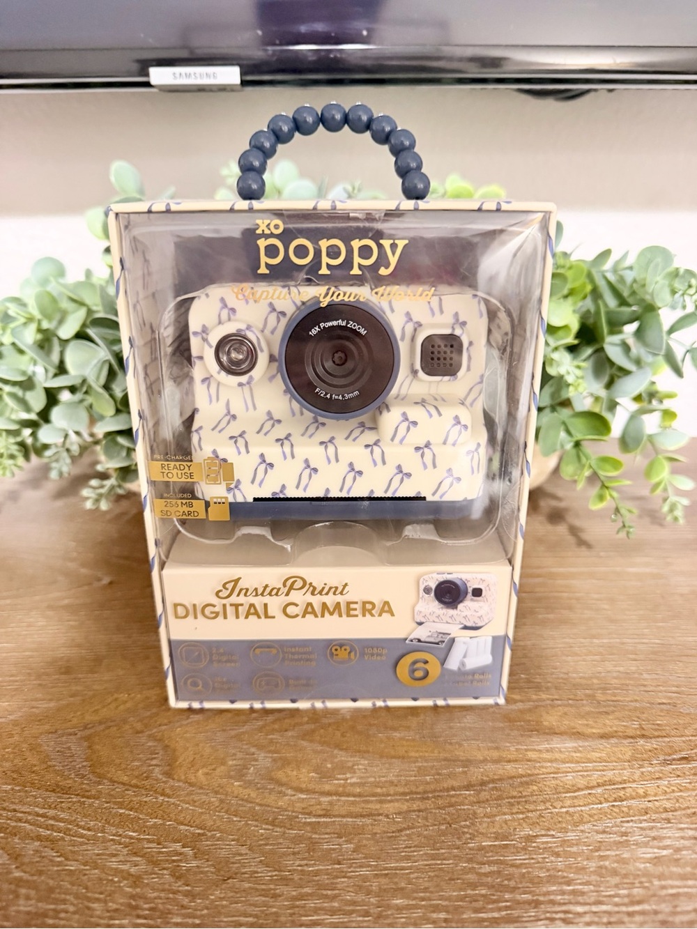 XO Poppy InstaPrint Digital Camera - Cream with Blue Pattern